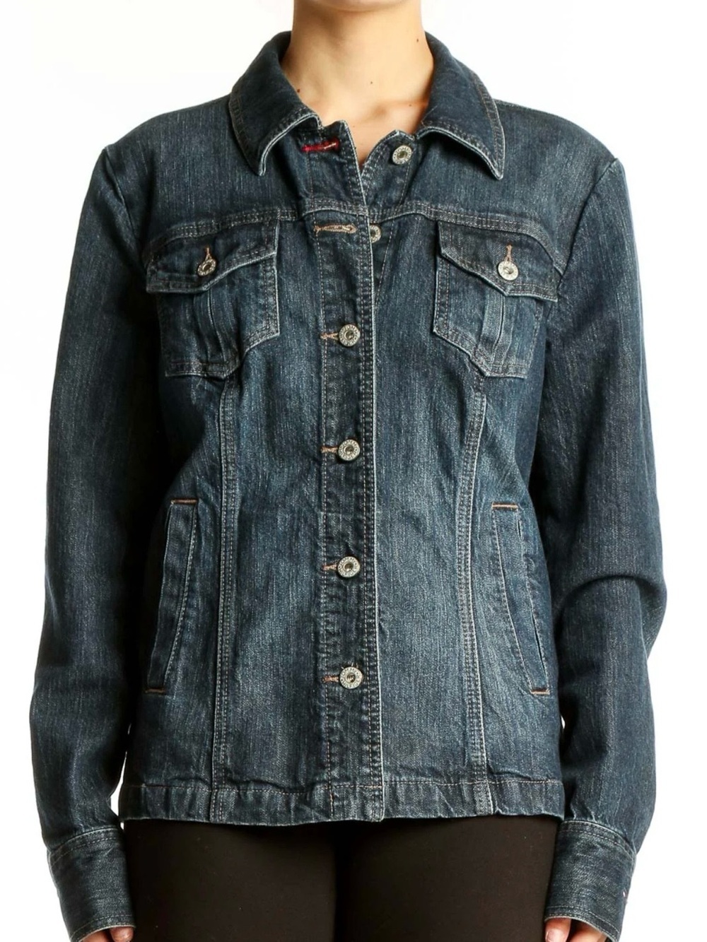 Tommy Hilfiger Women’s Classic Dark Blue Denim Button-Up Jacket Coat - Size 16